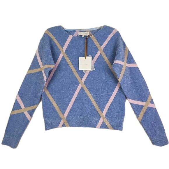 Bianco&Blu ~Woman Size L~ Argyre Blue Mohair Blend Sweater Luxury Made in Italy. - Picture 8 of 13